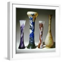 A Selection of Galle Bouble Overlay and Fire-Polished Vases-Émile Gallé-Framed Giclee Print