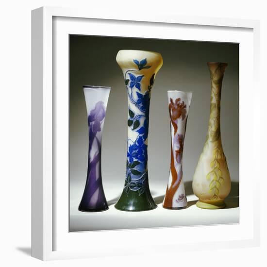 A Selection of Galle Bouble Overlay and Fire-Polished Vases-Émile Gallé-Framed Giclee Print