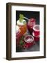 A Selection of Jams and Jelly in Jars, Redcurrants and Leaves-Foodcollection-Framed Photographic Print