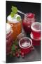 A Selection of Jams and Jelly in Jars, Redcurrants and Leaves-Foodcollection-Mounted Photographic Print