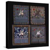 A Selection of Silk Civil Rank Badges Depicting Birds and Flowers-null-Stretched Canvas