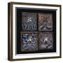 A Selection of Silk Civil Rank Badges Depicting Birds and Flowers-null-Framed Giclee Print