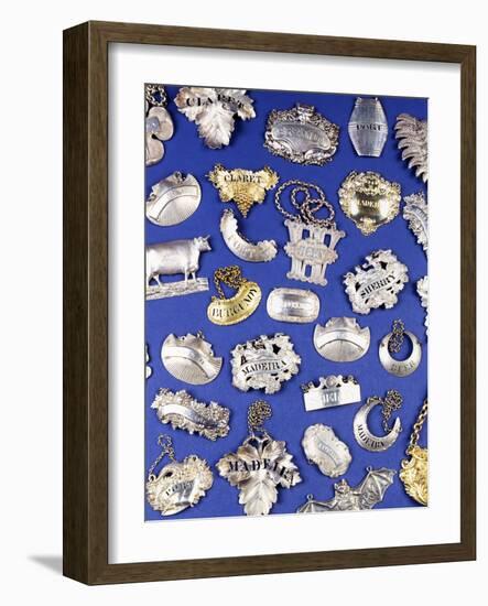 A Selection of Silver Decanter Labels-null-Framed Giclee Print