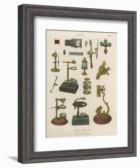 A Selection of 'single' Microscopes-null-Framed Art Print