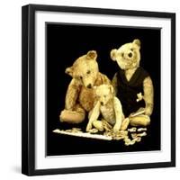 A Selection of Steiff Teddy Bears Doing a Jigsaw Puzzle-Steiff-Framed Giclee Print