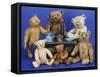 A Selection of Teddy Bears around a Black Painted Tinplate Toy Stove-null-Framed Stretched Canvas