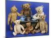 A Selection of Teddy Bears around a Black Painted Tinplate Toy Stove-null-Mounted Giclee Print