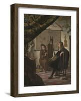 A Self-Portrait of the Artist in His Studio, 1670 (Oil on Canvas)-Michiel Van Musscher-Framed Giclee Print