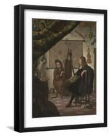 A Self-Portrait of the Artist in His Studio, 1670 (Oil on Canvas)-Michiel Van Musscher-Framed Giclee Print