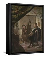 A Self-Portrait of the Artist in His Studio, 1670 (Oil on Canvas)-Michiel Van Musscher-Framed Stretched Canvas