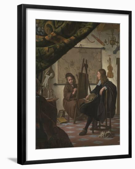 A Self-Portrait of the Artist in His Studio, 1670 (Oil on Canvas)-Michiel Van Musscher-Framed Giclee Print