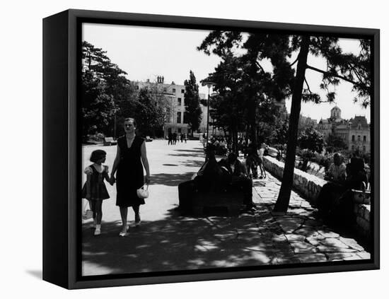 A Serbian Mother Strolling Hand in Hand with Her Daughter, Belgrade-null-Framed Stretched Canvas
