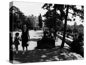 A Serbian Mother Strolling Hand in Hand with Her Daughter, Belgrade-null-Stretched Canvas
