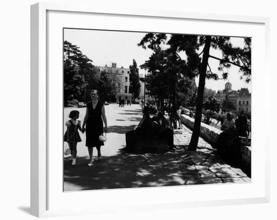 A Serbian Mother Strolling Hand in Hand with Her Daughter, Belgrade-null-Framed Photographic Print