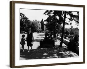 A Serbian Mother Strolling Hand in Hand with Her Daughter, Belgrade-null-Framed Photographic Print