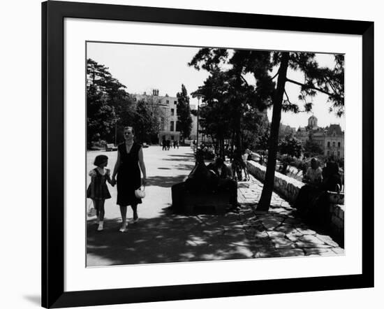 A Serbian Mother Strolling Hand in Hand with Her Daughter, Belgrade-null-Framed Photographic Print