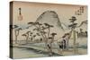 A Servant Rushes over a Winding Road with Trees and a Gray Mountain Behind to See Mount Fuji-Utagawa Hiroshige-Stretched Canvas