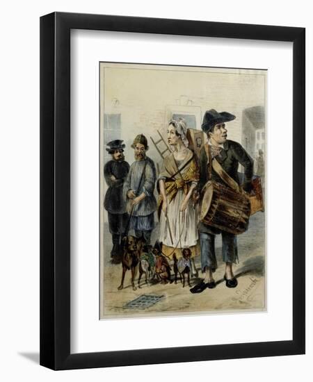 A Servant Take the Dogs Out, 1843-Rudolf Kasimirovich Zhukovsky-Framed Giclee Print