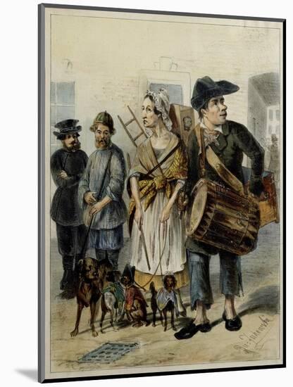 A Servant Take the Dogs Out, 1843-Rudolf Kasimirovich Zhukovsky-Mounted Giclee Print