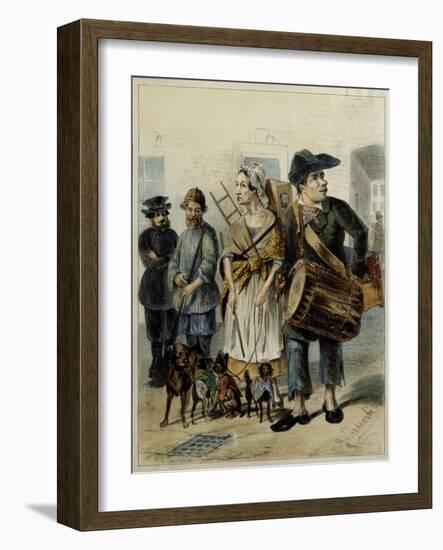 A Servant Take the Dogs Out, 1843-Rudolf Kasimirovich Zhukovsky-Framed Giclee Print