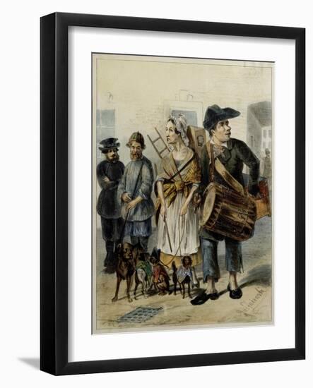 A Servant Take the Dogs Out, 1843-Rudolf Kasimirovich Zhukovsky-Framed Giclee Print