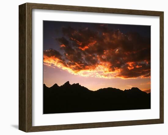 A Setting Sun Casts a Colorful Light on the Teton Mountains Near Jackson Hole-null-Framed Premium Photographic Print