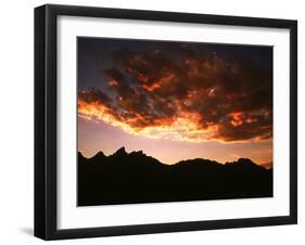 A Setting Sun Casts a Colorful Light on the Teton Mountains Near Jackson Hole-null-Framed Premium Photographic Print