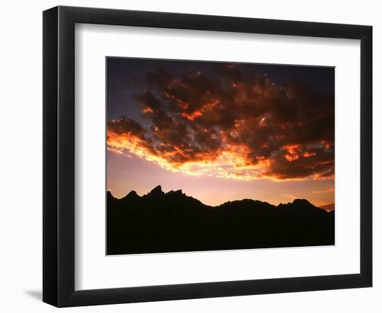 A Setting Sun Casts a Colorful Light on the Teton Mountains Near Jackson Hole-null-Framed Photographic Print