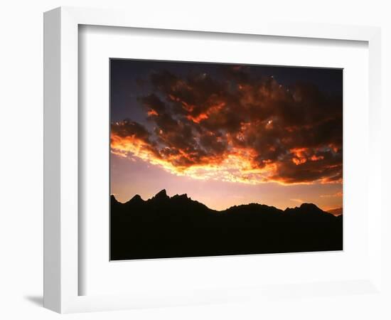 A Setting Sun Casts a Colorful Light on the Teton Mountains Near Jackson Hole-null-Framed Photographic Print