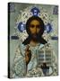 A Shaded Enamelled Silver-Gilt Icon of Christ Pantocrater, the Oklad Marked Moscow, 1899-1908-null-Stretched Canvas
