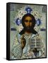 A Shaded Enamelled Silver-Gilt Icon of Christ Pantocrater, the Oklad Marked Moscow, 1899-1908-null-Framed Stretched Canvas