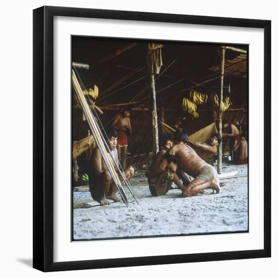 A Shaman Attempts to Heal a Sick Man by Driving Out Evil Spirits, at Mavaca, Venezuela-null-Framed Premium Photographic Print