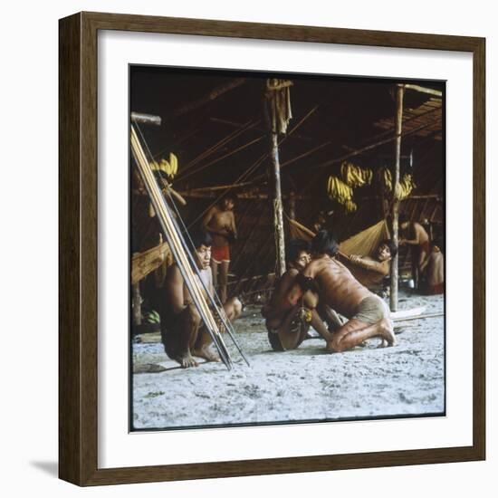 A Shaman Attempts to Heal a Sick Man by Driving Out Evil Spirits, at Mavaca, Venezuela-null-Framed Photographic Print