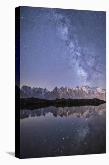 A Sharp Milky Way on a Starry Night at Lac Des Cheserys with Mont Blanc's Highest Peak-Roberto Moiola-Stretched Canvas