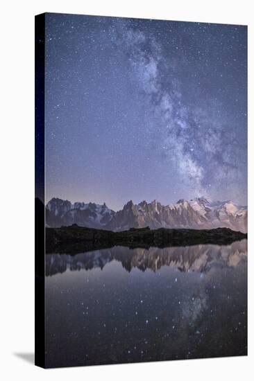 A Sharp Milky Way on a Starry Night at Lac Des Cheserys with Mont Blanc's Highest Peak-Roberto Moiola-Stretched Canvas