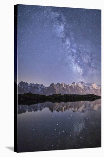 A Sharp Milky Way on a Starry Night at Lac Des Cheserys with Mont Blanc's Highest Peak-Roberto Moiola-Stretched Canvas