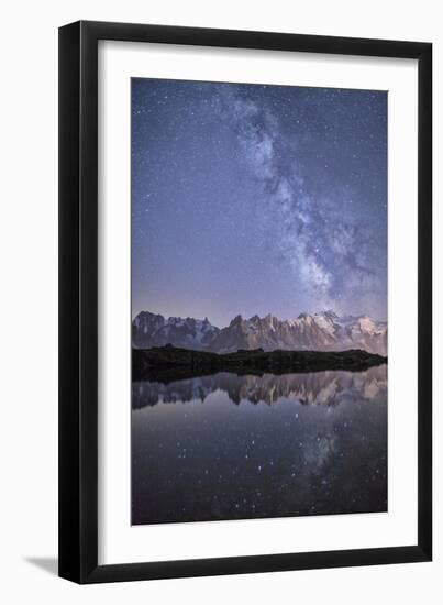 A Sharp Milky Way on a Starry Night at Lac Des Cheserys with Mont Blanc's Highest Peak-Roberto Moiola-Framed Premium Photographic Print