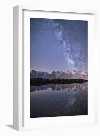 A Sharp Milky Way on a Starry Night at Lac Des Cheserys with Mont Blanc's Highest Peak-Roberto Moiola-Framed Photographic Print