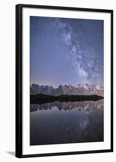 A Sharp Milky Way on a Starry Night at Lac Des Cheserys with Mont Blanc's Highest Peak-Roberto Moiola-Framed Premium Photographic Print