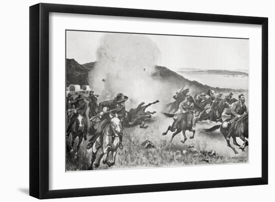 A Shell from the Naval Brigade Dispersing Boers from Behind the Seven Sisters Kojes-Louis Creswicke-Framed Giclee Print