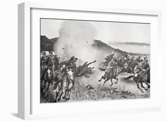 A Shell from the Naval Brigade Dispersing Boers from Behind the Seven Sisters Kojes-Louis Creswicke-Framed Giclee Print