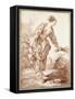 A Sheperdess Picking Flowers-Hubert Robert-Framed Stretched Canvas