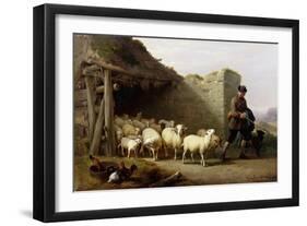 A Shepherd and His Flock, 1862-Eugene Joseph Verboeckhoven-Framed Giclee Print