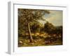 A Shepherd and His Flock in a Sunlit Wooded Landscape, 1875-William Linnell-Framed Giclee Print