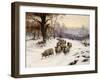 A Shepherd and His Flock on a Path in Winter-Wright Barker-Framed Giclee Print