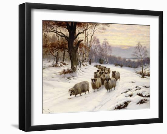 A Shepherd and His Flock on a Path in Winter-Wright Barker-Framed Giclee Print