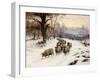 A Shepherd and His Flock on a Path in Winter-Wright Barker-Framed Giclee Print