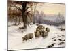 A Shepherd and His Flock on a Path in Winter-Wright Barker-Mounted Giclee Print