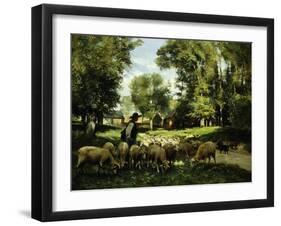 A Shepherd and His Flock-Julien Dupre-Framed Giclee Print