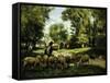 A Shepherd and His Flock-Julien Dupre-Framed Stretched Canvas